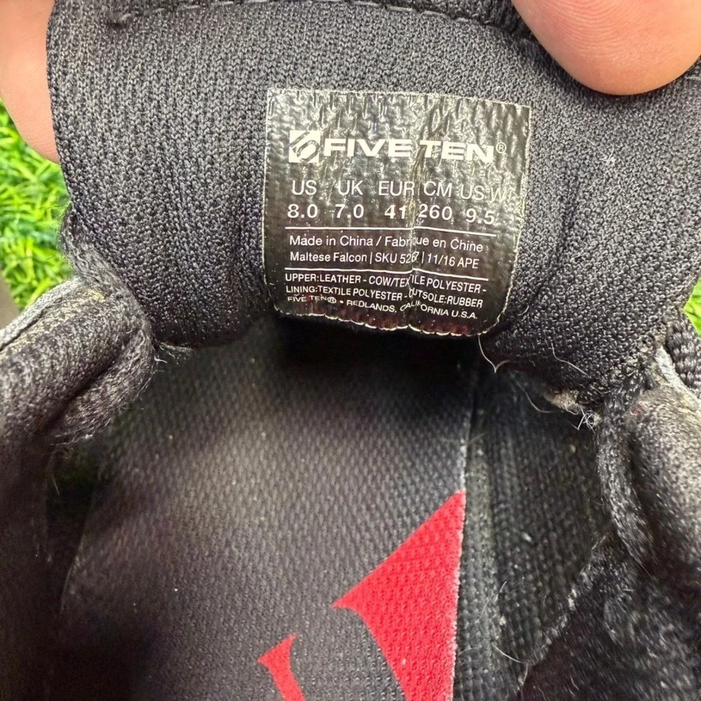 Five Ten Maltese Falcon Mens 8 Mountain Bike Shoes Black Grey Leather SPD 5267